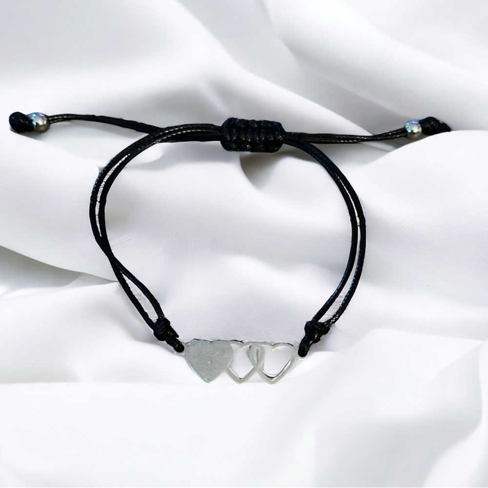 Triple heart adjustable cord bracelet
